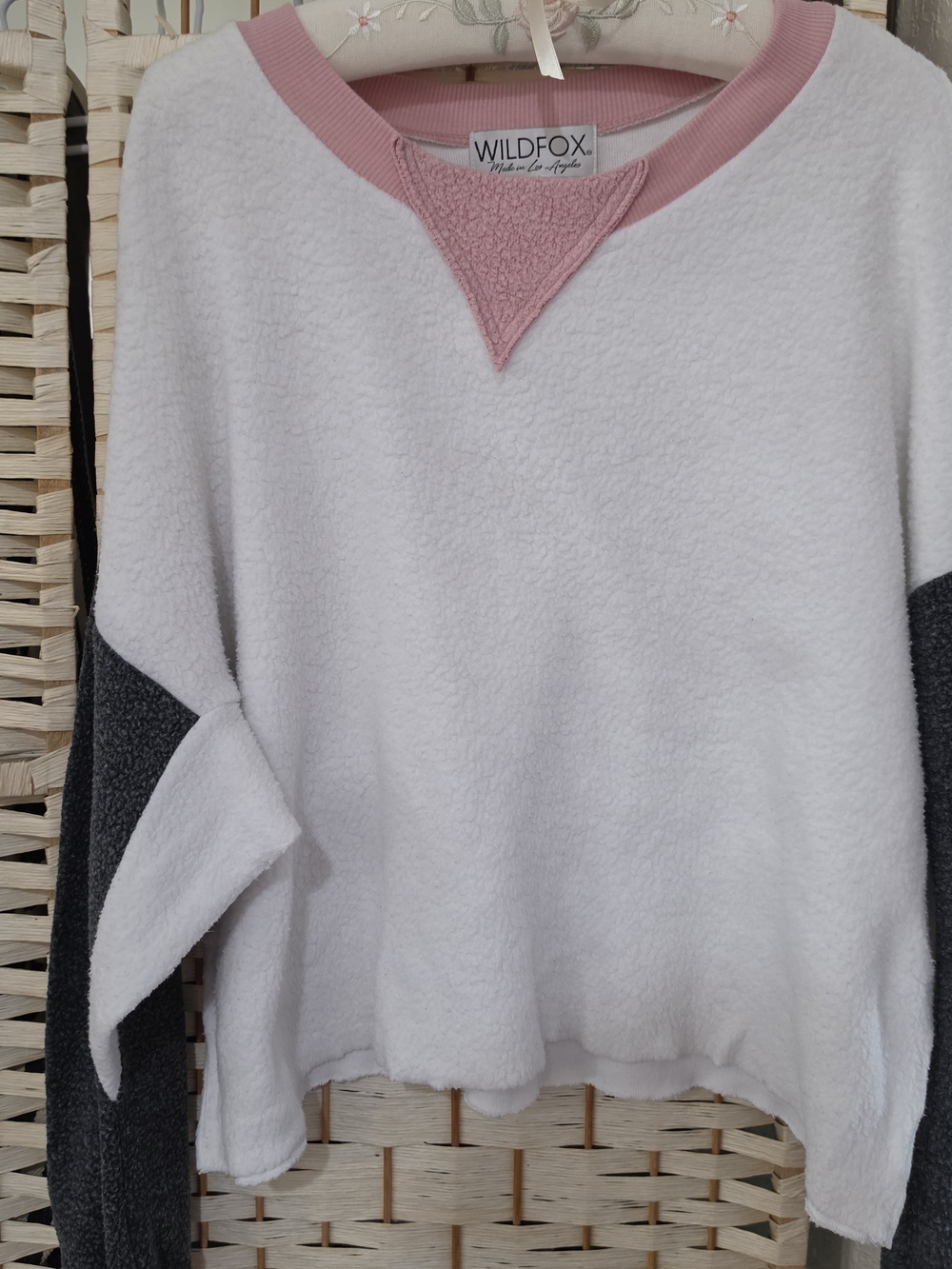Wildfox White and Pink Cozy Pullover Sweater